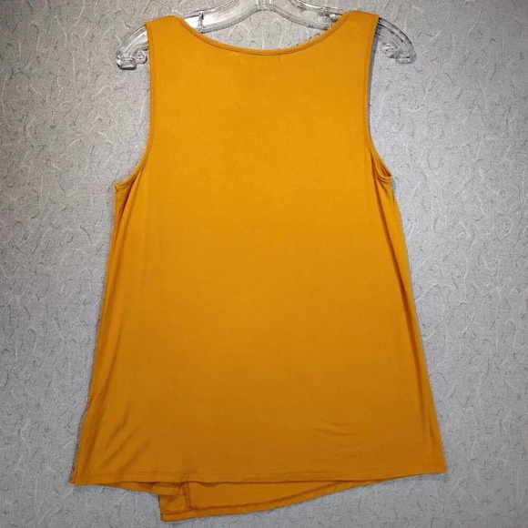 Women's Mustard Asymmetrical Sleeveless Tunic Length Tank Top CK MEASUREMENTS - Picture 3 of 6